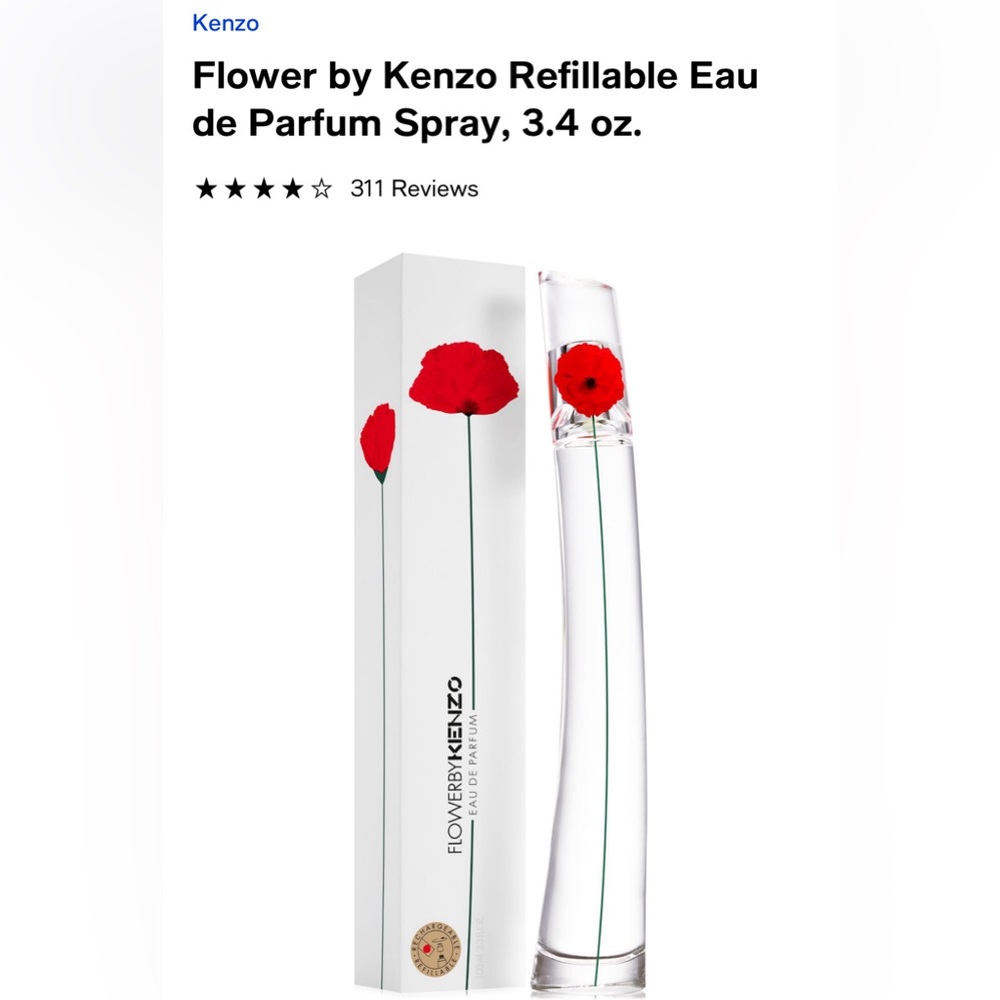 Flower by Kenzo Refillable New In Box Eau de Parfum Spray, 3.4 oz. (Comes As Is)
